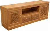 Teak TV stand folower carving